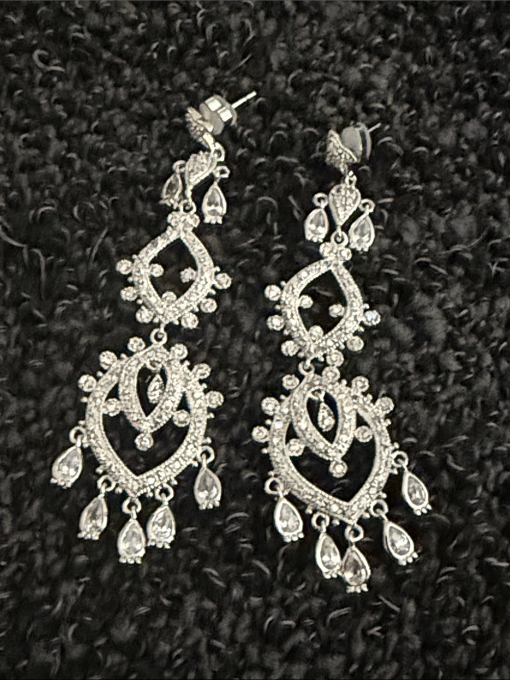 Fashion Jewelry Silver Crystal Dangle Chandelier Earrings